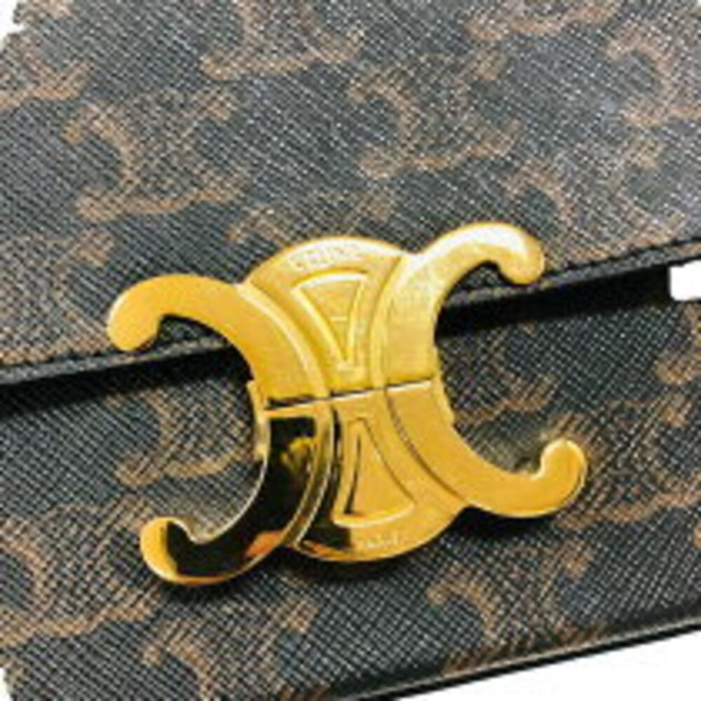 Celine Claude Shoulder Bag Tan Triomphe Canvas - Picture 11 of 11